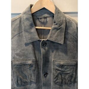 NWT $925 Comstock & Co. Men's Blue  Lamb Skin Suede‎ Button Up Jacket XL (Read)